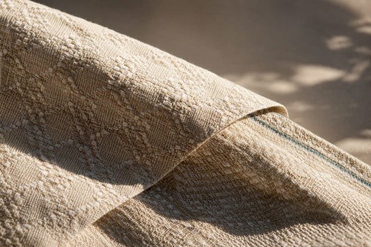 Detailed jacquard cotton weave in natural light