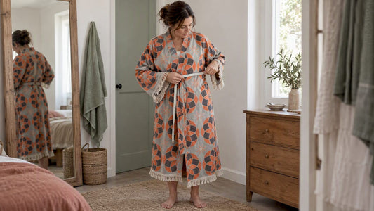 Checking the front overlap of a kimono robe