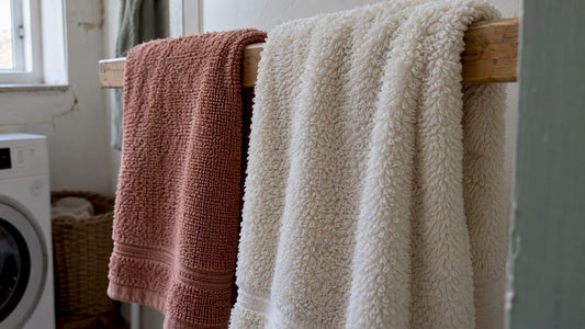 Contrasting loop textures on cotton towels