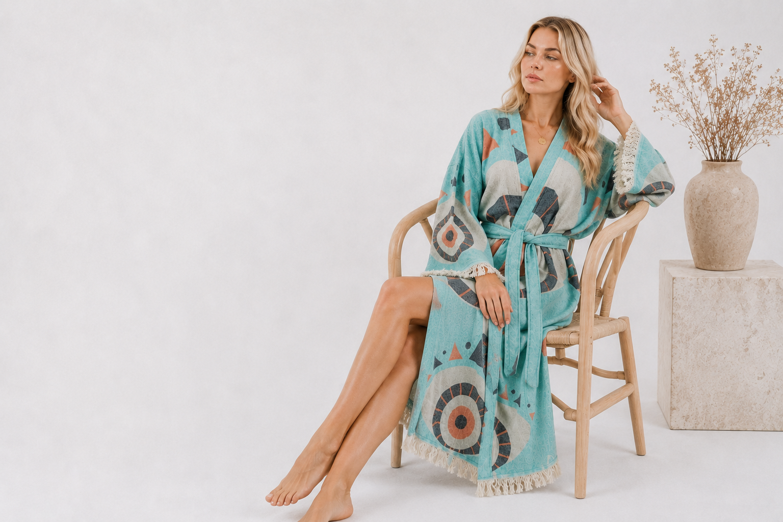 Jacquard Cotton Kimono Robe