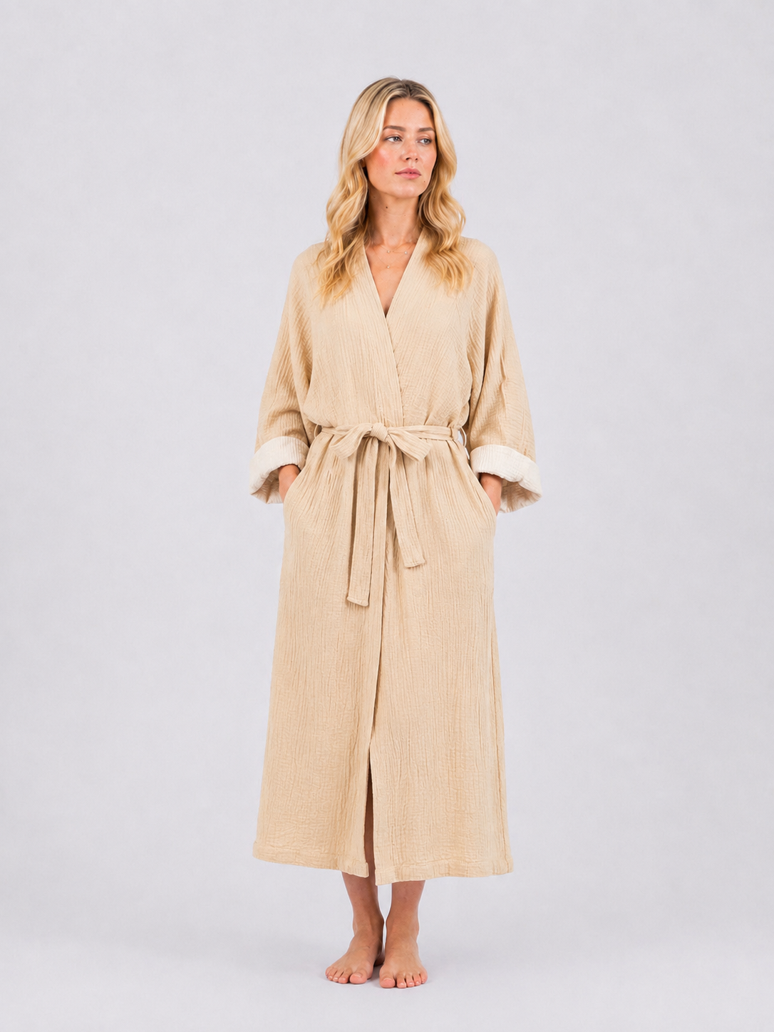 Zen Four-Layer Turkish Cotton Muslin Kimono Robe