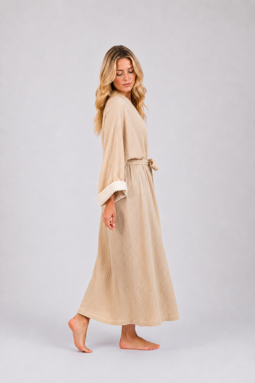 Zen Four-Layer Turkish Cotton Muslin Kimono Robe