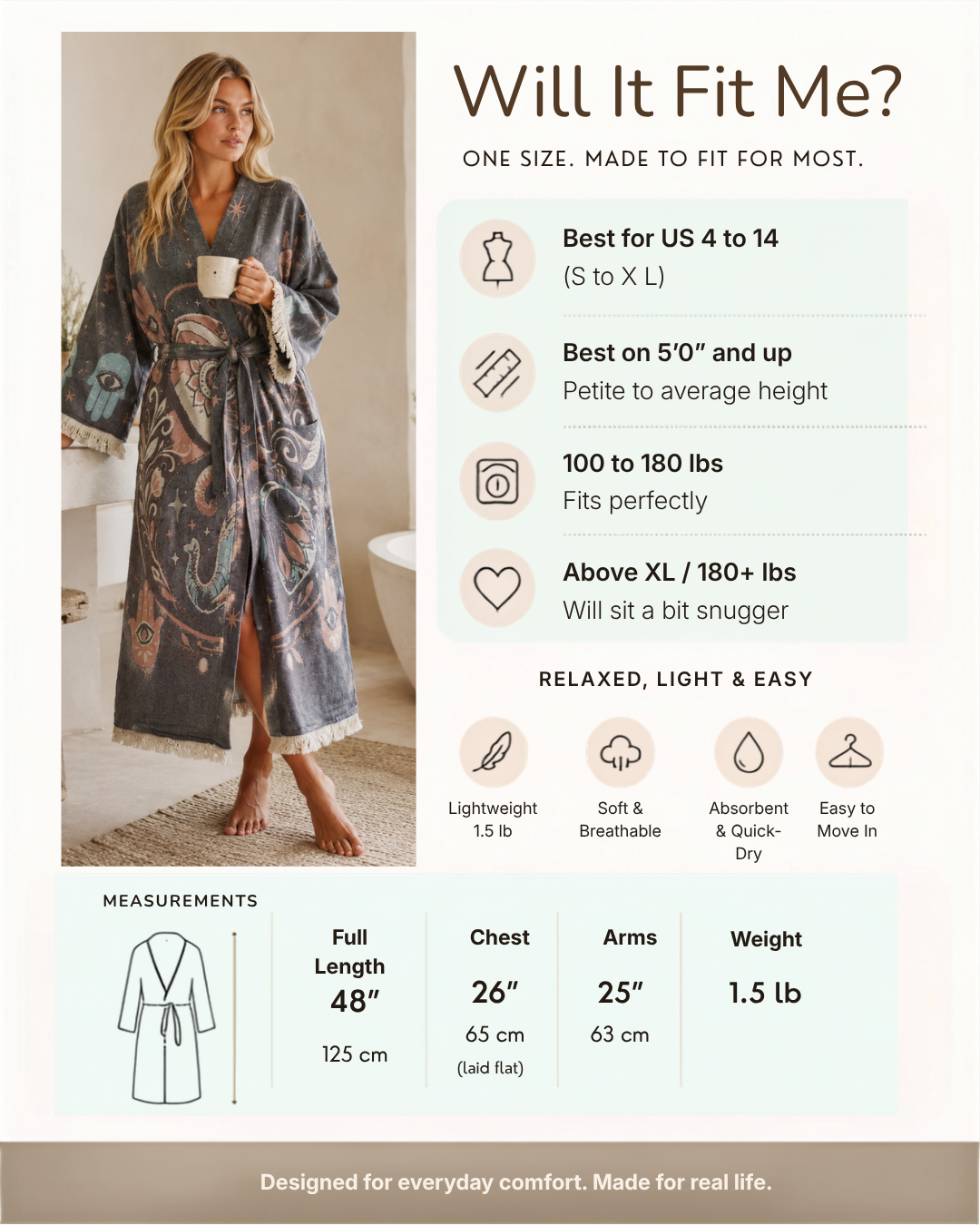 Elephant Jacquard Cotton Kimono Robe