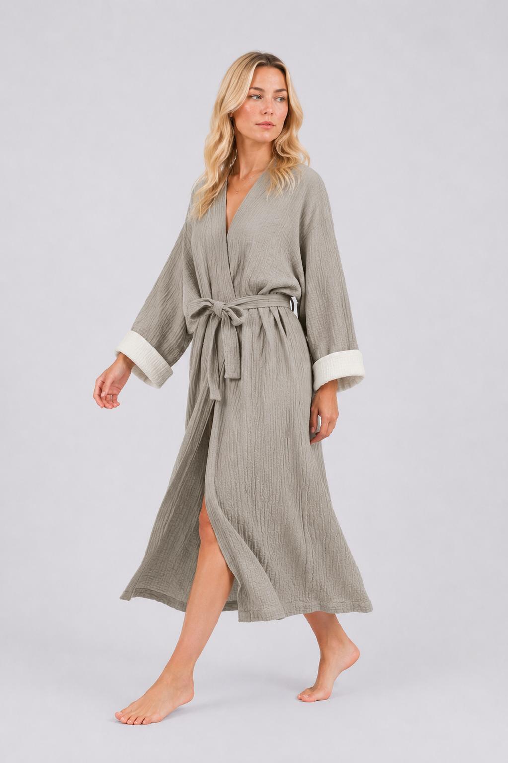 Zen Four-Layer Turkish Cotton Muslin Kimono Robe